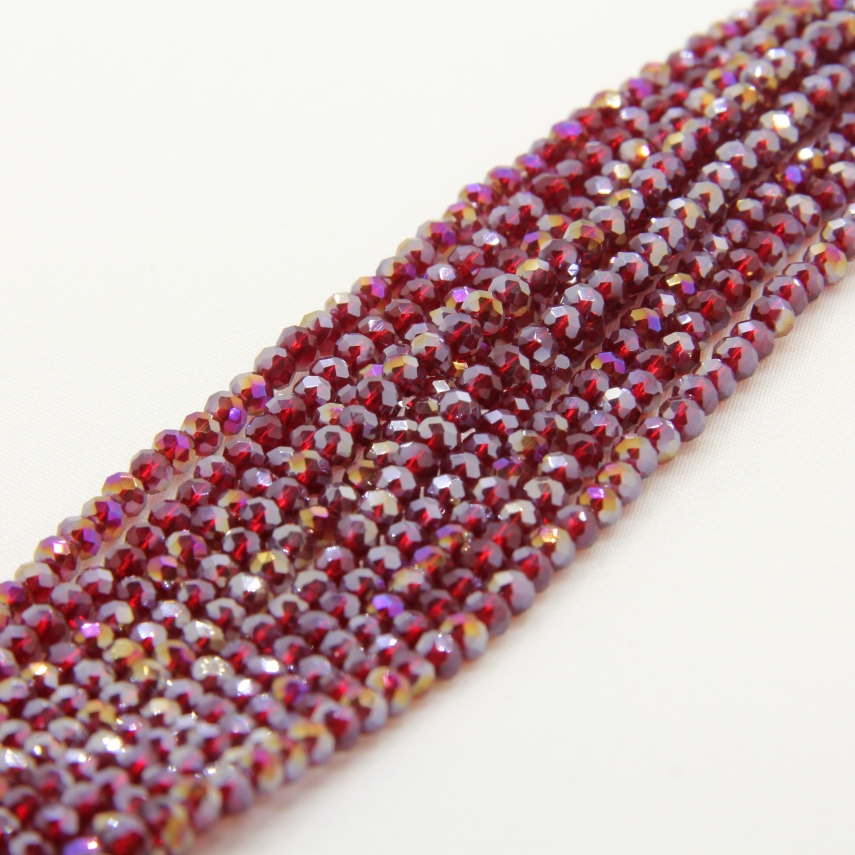 4mm Basık Dizi Kristal Bordo Janjanlı - 10 Dizi - 1