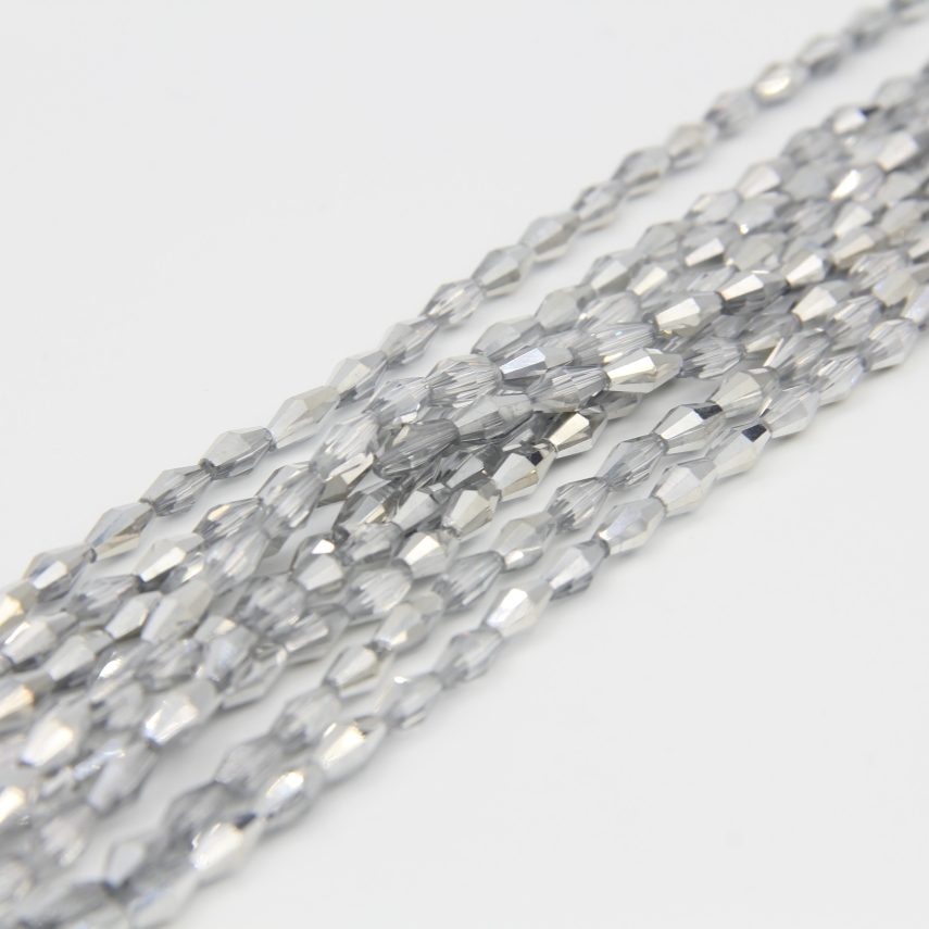 4x8 mm Arpa Model Dizi Kristal Yarı Gümüş Renk - 10 Dizi - 1