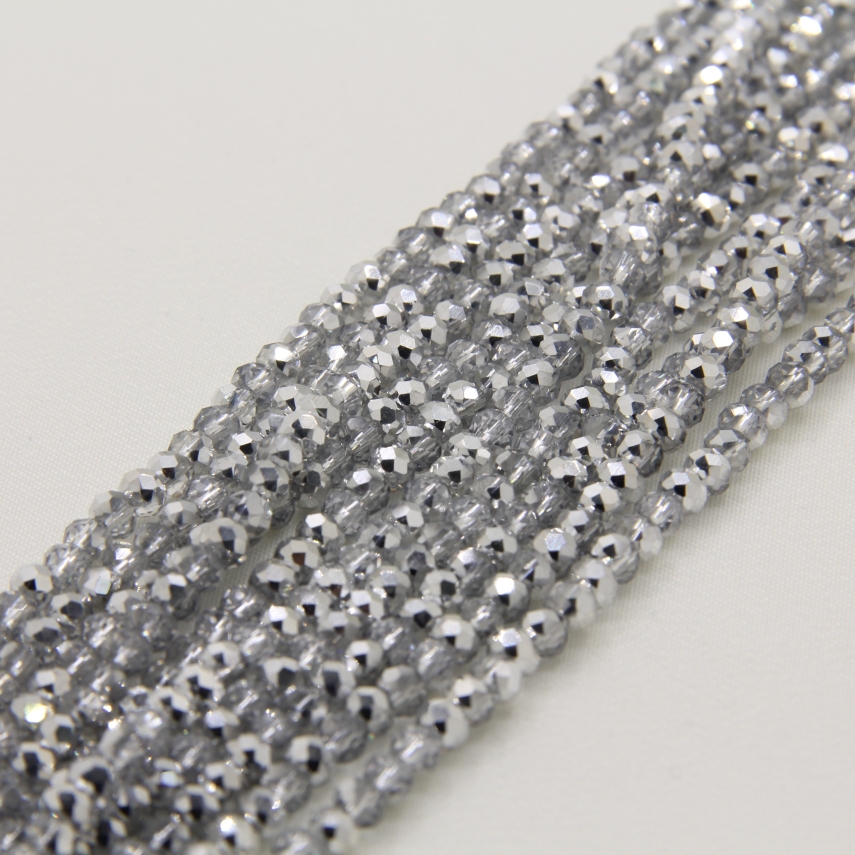 4mm Basık Dizi Kristal Yarı Gümüş Rengi - 10 Dizi - 1