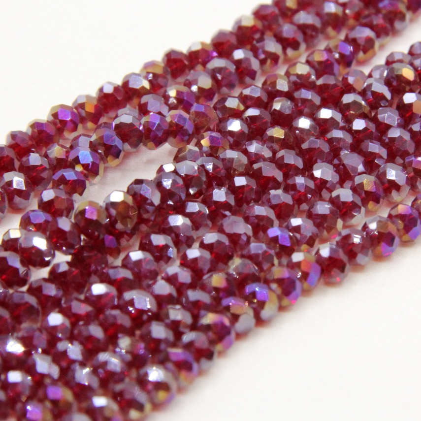 6mm Basık Dizi Kristal 10 Dizi - Bordo Janjanlı - 1