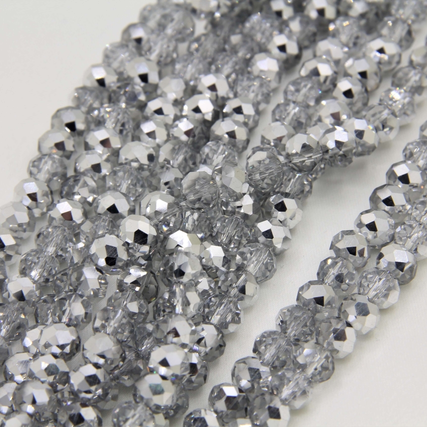 8mm Basık Dizi Kristal Yarı Gümüş - 1